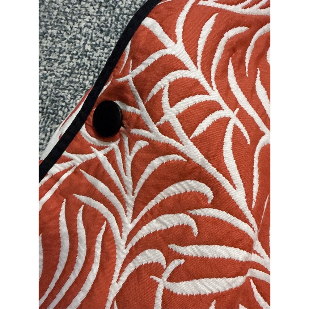 Trimdin Reversible Quilted Jacket Women XL Orange White Palm Leaf Knit Blazer - Picture 3 of 14